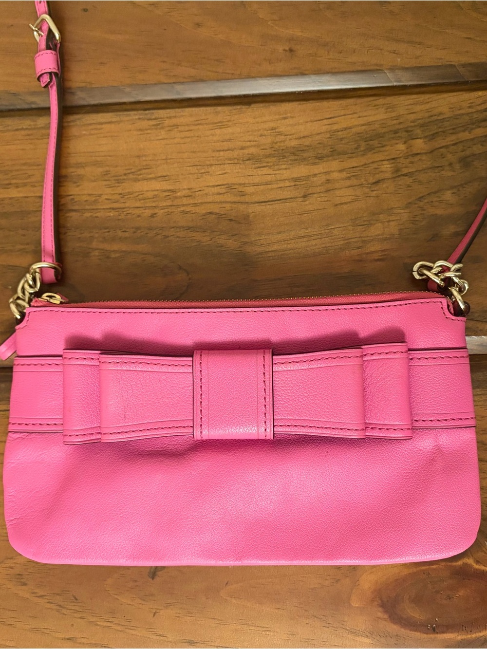 Kate Spade Hot Pink Leather Y2K Crossbody with Bow